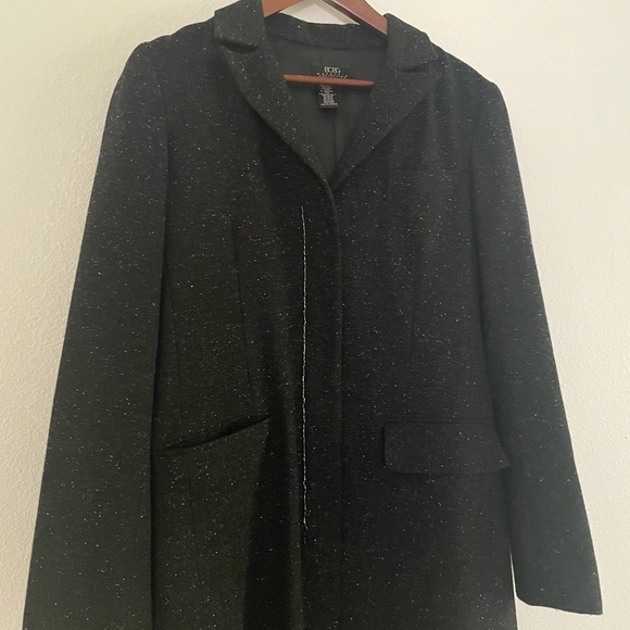 Vintage Y2K BCBG MAXAZRIA charcoal speckled wool trench w/ beading. Size 8 - Picture 1 of 7